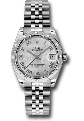 Rolex Steel and White Gold Datejust 31 Watch - 24 Diamond Bezel - Mother-Of-Pearl Roman Dial - Jubilee Bracelet - 178344 mrj