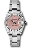 Rolex Steel and White Gold Datejust 31 Watch - 24 Diamond Bezel - Pink Diamond Dial - Oyster Bracelet - 178344 pdo
