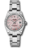 Rolex Steel and White Gold Datejust 31 Watch - 24 Diamond Bezel - Pink Mother-Of-Pearl Diamond Dial - Oyster Bracelet - 178344 pmdo