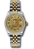 Rolex Steel and Yellow Gold Datejust 31 Watch - 46 Diamond Bezel - Champagne Concentric Circle Arabic Dial - Jubilee Bracelet - 178383 chcaj