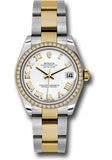 Rolex Steel and Yellow Gold Datejust 31 Watch - 46 Diamond Bezel - White Roman Dial - Oyster Bracelet - 178383 wro