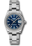 Rolex Steel and White Gold Datejust 31 Watch - 46 Diamond Bezel - Blue Index Dial - Oyster Bracelet - 178384 blio