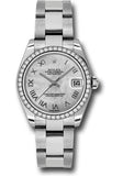 Rolex Steel and White Gold Datejust 31 Watch - 46 Diamond Bezel - Mother-Of-Pearl Roman Dial - Oyster Bracelet - 178384 mro
