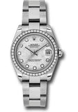Rolex Steel and White Gold Datejust 31 Watch - 46 Diamond Bezel - Meteorite Diamond Dial - Oyster Bracelet - 178384 mtdo