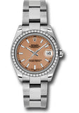 Rolex Steel and White Gold Datejust 31 Watch - 46 Diamond Bezel - Pink Index Dial - Oyster Bracelet - 178384 pio