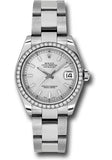 Rolex Steel and White Gold Datejust 31 Watch - 46 Diamond Bezel - Silver Index Dial - Oyster Bracelet - 178384 sio