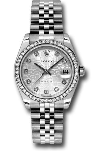 Rolex Steel and White Gold Datejust 31 Watch - 46 Diamond Bezel - Silver Jubilee Diamond Dial - Jubilee Bracelet - 178384 sjdj