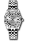Rolex Steel and White Gold Datejust 31 Watch - 46 Diamond Bezel - Silver Roman Dial - Jubilee Bracelet - 178384 srj
