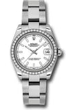 Rolex Steel and White Gold Datejust 31 Watch - 46 Diamond Bezel - White Index Dial - Oyster Bracelet - 178384 wio