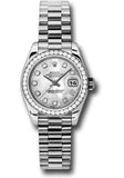 Rolex Platinum Lady-Datejust 26 Watch - 42 Diamond Bezel - Mother-Of-Pearl Diamond Dial - President Bracelet - 179136 mdp