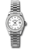 Rolex Platinum Lady-Datejust 26 Watch - 42 Diamond Bezel - White Diamond Dial - President Bracelet - 179136 wdp