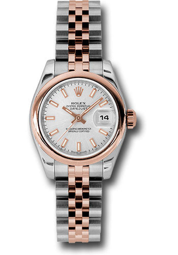 Rolex Steel and Everose Gold Rolesor Lady Datejust 26 Watch - Domed Bezel - Silver Index Dial - Jubilee Bracelet - 179161 sij