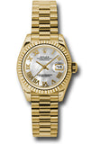 Rolex Yellow Gold Lady-Datejust 26 Watch - Fluted Bezel - Mother-Of-Pearl Roman Dial - President Bracelet - 179178 mrp