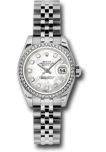 Rolex Steel and White Gold Lady-Datejust 26 Watch - 46 Diamond Bezel - Mother-Of-Pearl Diamond Dial - Jubilee Bracelet - 179384 mdj
