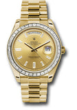 Rolex Yellow Gold Day-Date 40 Watch -  Bezel - Champagne Baguette Diamond Dial - President Bracelet - 228398TBR chbdp