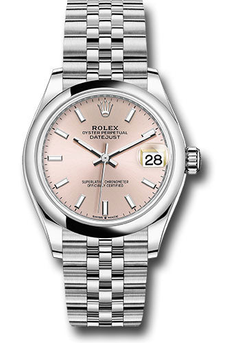 Rolex Steel and White Gold Datejust 31 Watch - Domed Bezel - Pink Index Dial - Jubilee Bracelet - 2020 Release - 278240 pij