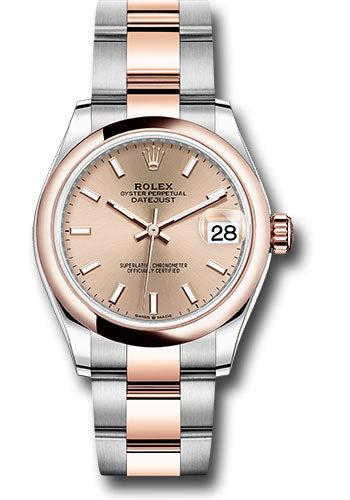 Rolex Steel and Everose Gold Datejust 31 Watch - Domed Bezel - Rose Roman Dial - Oyster Bracelet - 278241 roio