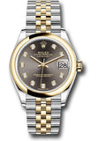 Rolex Steel and Yellow Gold Datejust 31 Watch - Domed Bezel - Dark Grey Diamond Dial - Jubilee Bracelet - 278243 dkgdj