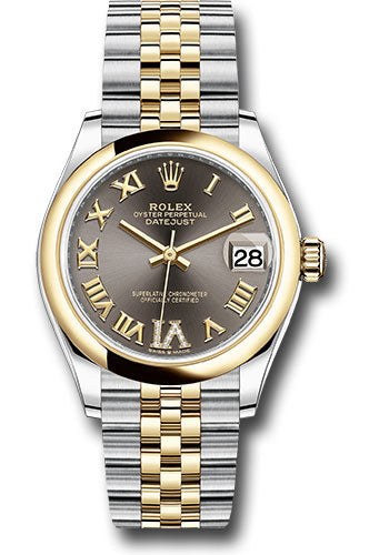 Rolex Steel and Yellow Gold Datejust 31 Watch - Domed Bezel - Dark Grey Diamond Roman Six Dial - Jubilee Bracelet - 278243 dkgdr6j