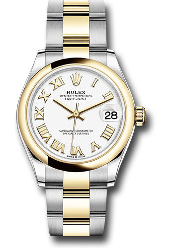 Rolex Steel and Yellow Gold Datejust 31 Watch - Domed Bezel - White Roman Dial - Oyster Bracelet - 278243 wro