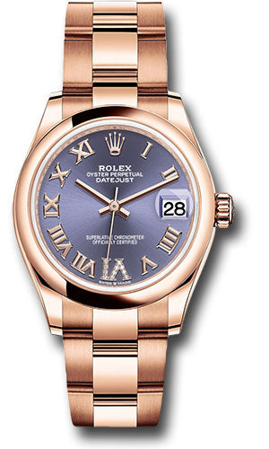 Rolex Everose Gold Datejust 31 Watch - Domed Bezel - Aubergine Diamond Six Dial - Oyster Bracelet - 278245 aubdr6o