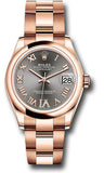 Rolex Everose Gold Datejust 31 Watch - Domed Bezel - Rhodium Diamond Six Dial - Oyster Bracelet - 278245 dkrhdr6o