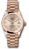 Rolex Everose Gold Datejust 31 Watch - Domed Bezel - Rose Diamond Dial - President Bracelet - 278245 rsdp