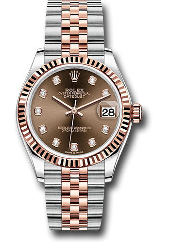 Rolex Steel and Everose Gold Datejust 31 Watch - Fluted Bezel - White Roman Dial - Jubilee Bracelet - 278271 chodj