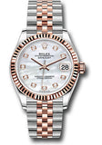 Rolex Steel and Everose Gold Datejust 31 Watch - Fluted Bezel - Silver Diamond Dial - Jubilee Bracelet - 278271 mdj