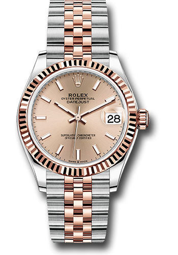 Rolex Steel and Everose Gold Datejust 31 Watch - Fluted Bezel - Rose Roman Dial - Jubilee Bracelet - 278271 roij