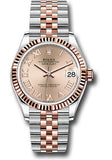 Rolex Steel and Everose Gold Datejust 31 Watch - Fluted Bezel - Dark Rhodium Index Dial - Jubilee Bracelet - 278271 rorj
