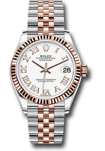 Rolex Steel and Everose Gold Datejust 31 Watch - Fluted Bezel - Rose Index Dial - Jubilee Bracelet - 278271 wrj