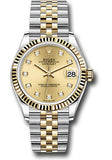 Rolex Steel and Yellow Gold Datejust 31 Watch - Fluted Bezel - Champagne Diamond Dial - Jubilee Bracelet - 278273 chdj