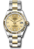 Rolex Steel and Yellow Gold Datejust 31 Watch - Fluted Bezel - Champagne Diamond Dial - Oyster Bracelet - 278273 chdo