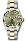 Rolex Steel and Yellow Gold Datejust 31 Watch - Fluted Bezel - Olive Green Diamond Dial - Oyster Bracelet - 278273 ogdo