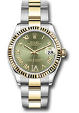 Rolex Steel and Yellow Gold Datejust 31 Watch - Fluted Bezel - Olive Green Diamond Roman Six Dial - Oyster Bracelet - 278273 ogdr6o