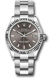 Rolex Steel and White Gold Datejust 31 Watch - Fluted Bezel - Dark Grey Index Dial - Oyster Bracelet - 278274 dkgio