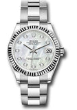 Rolex Steel and White Gold Datejust 31 Watch - Fluted Bezel - White Mother-Of-Pearl Diamond Dial - Oyster Bracelet - 278274 mdo