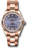 Rolex Everose Gold Datejust 31 Watch - Fluted Bezel - Aubergine Diamond Six Dial - Oyster Bracelet - 278275 aubdr6o