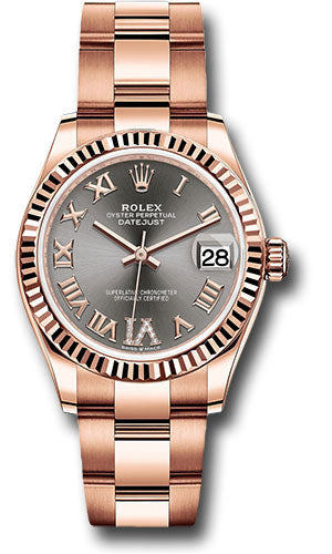 Rolex Everose Gold Datejust 31 Watch - Fluted Bezel - Rhodium Diamond Six Dial - Oyster Bracelet - 278275 dkrhdr6o