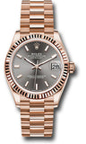 Rolex Everose Gold Datejust 31 Watch - Fluted Bezel - Rhodium Index Dial - President Bracelet - 278275 dkrhip