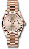 Rolex Everose Gold Datejust 31 Watch - Fluted Bezel - Rose Diamond Dial - President Bracelet - 278275 rsdp