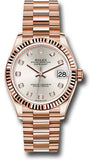 Rolex Everose Gold Datejust 31 Watch - Fluted Bezel - Silver Diamond Dial - President Bracelet - 278275 sdp