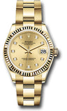 Rolex Yellow Gold Datejust 31 Watch - Fluted Bezel - Champagne Diamond Dial - Oyster Bracelet - 278278 chdo