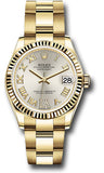 Rolex Yellow Gold Datejust 31 Watch - Fluted Bezel - Silver Diamond Six Dial - Oyster Bracelet - 278278 sdr6o