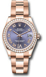 Rolex Everose Gold Datejust 31 Watch - Diamond Bezel - Aubergine Diamond Six Dial - Oyster Bracelet - 278285RBR aubdr6o