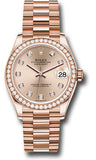 Rolex Everose Gold Datejust 31 Watch - Diamond Bezel - Rose Diamond Dial - President Bracelet - 278285RBR rsdp