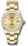 Rolex Yellow Gold Datejust 31 Watch - Diamond Bezel - Champagne Diamond Dial - Oyster Bracelet - 278288RBR chdo
