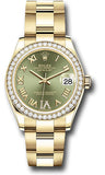 Rolex Yellow Gold Datejust 31 Watch - Diamond Bezel - Olive Green Diamond Six Dial - Oyster Bracelet - 278288RBR ogdr6o