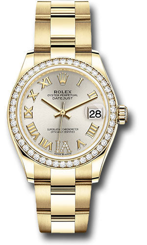 Rolex Yellow Gold Datejust 31 Watch - Diamond Bezel - Silver Diamond Six Dial - Oyster Bracelet - 278288RBR sdr6o